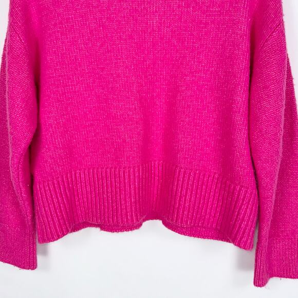 525 America Women's Taylor Chunk Knit Pullover Sweater Large Bright Pink - Picture 9 of 14